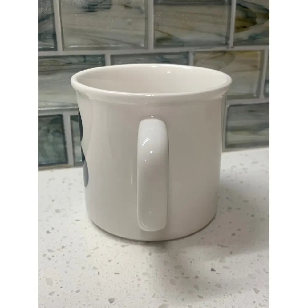 Pottery Barn Initial Letter M Coffee Mug Cup Stoneware Monogram Black White